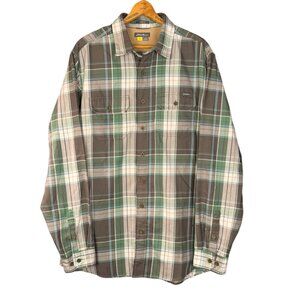 Eddie Bauer Muted Green Plaid Button Down Shirt